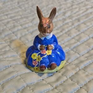 Blue Ceramic Bunny Figurine